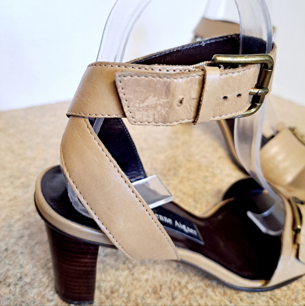 Etienne Aigner Heeled Ankle Strap Leather Sandals Shoes Women's Size 6.5 Tan 3" - Picture 12 of 13